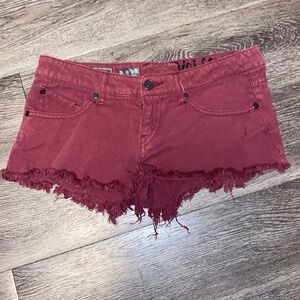 Volcom burgundy short shorts 3